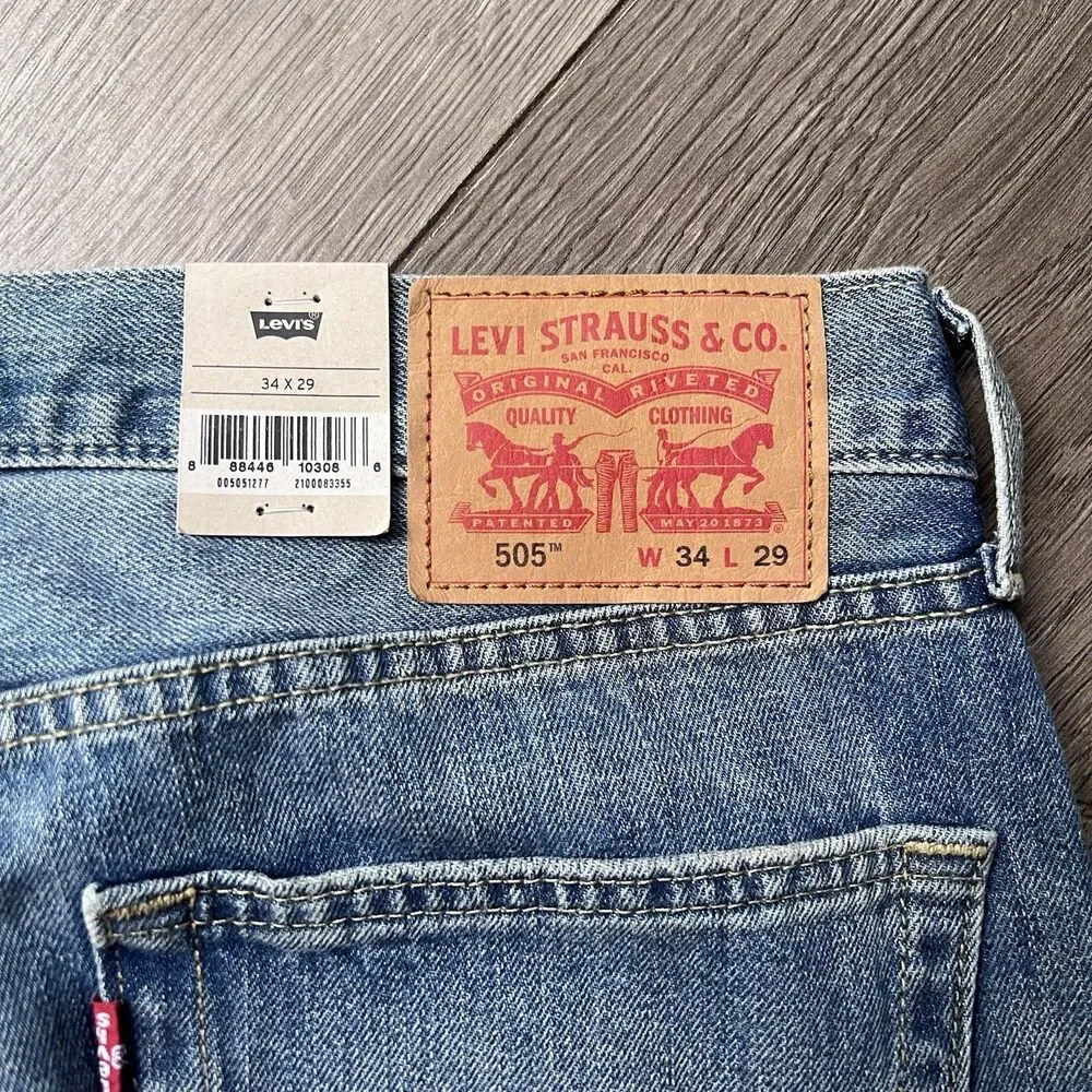 Levi's 505 Regular Fit Straight Leg Light Wash Men's 34x29 NEW!